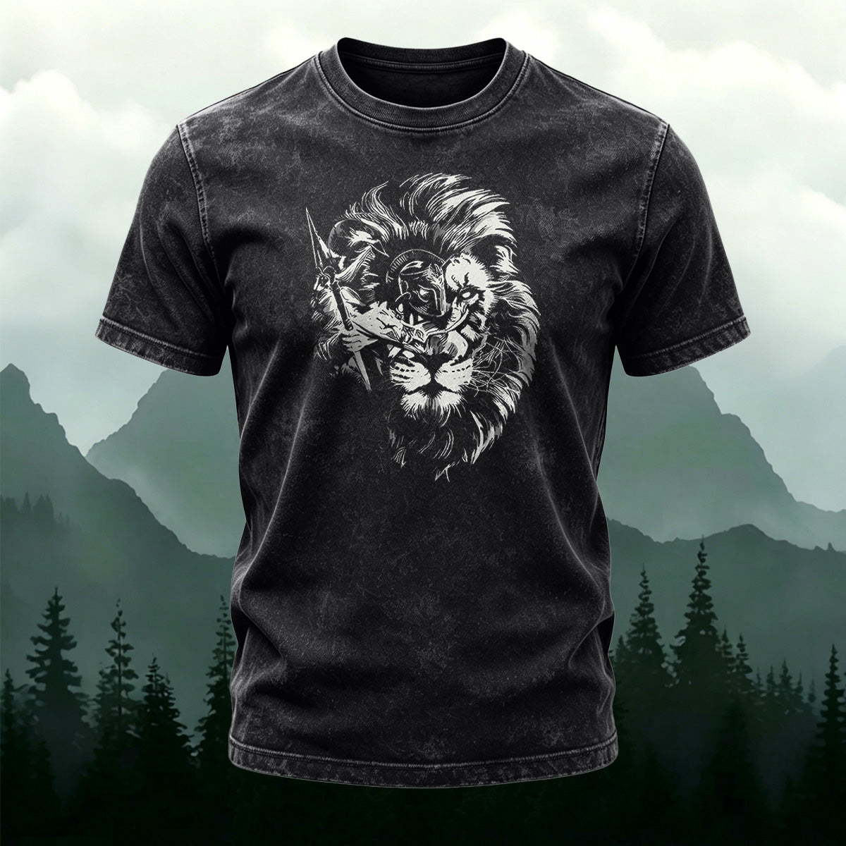 Fierce Lion Street Trend Washed Cotton Casual T-Shirt