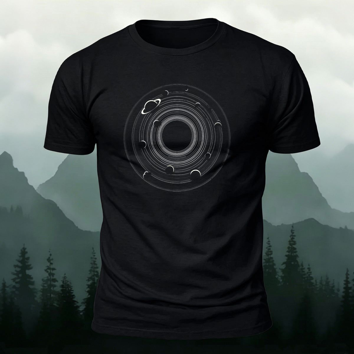 Vast Space Pattern Print Soft-touch Feel T-Shirt Black