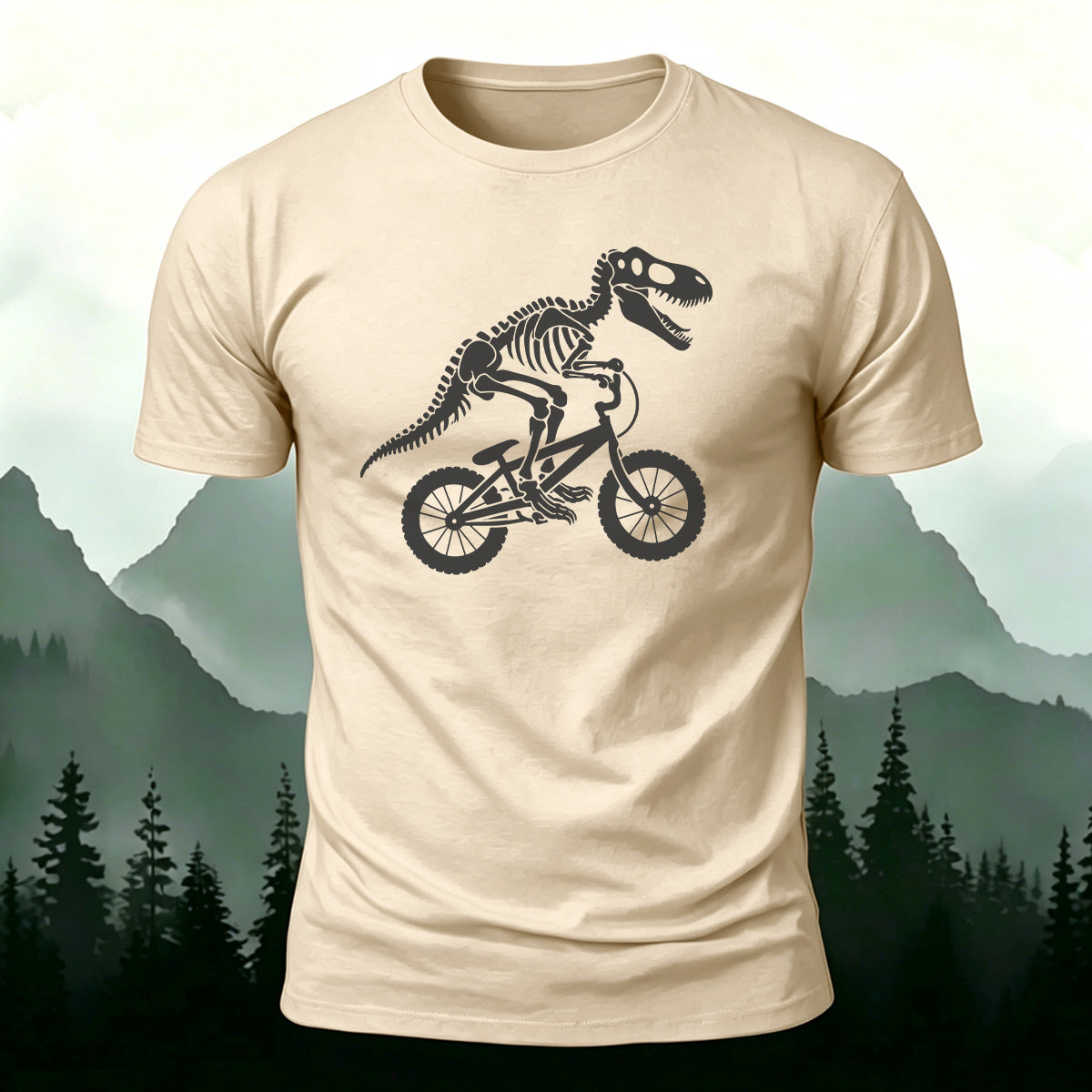Dinosaur Fossil Cycling Art Print 100% Cotton T-Shirt
