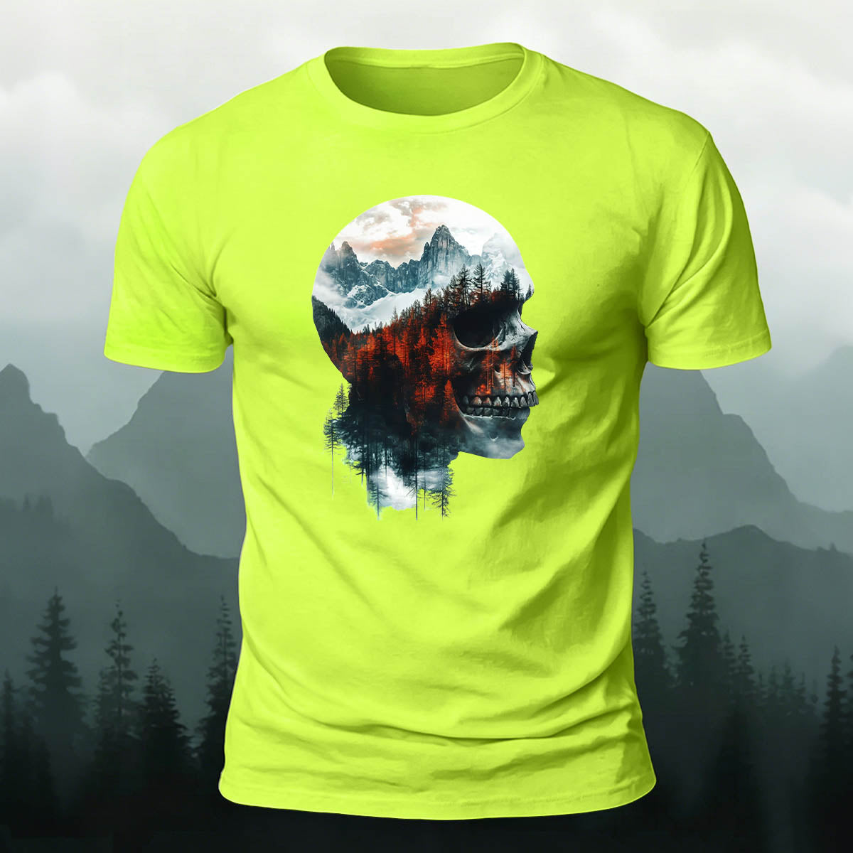 Skull Art Landscape Print Unisex Cotton T-Shirt
