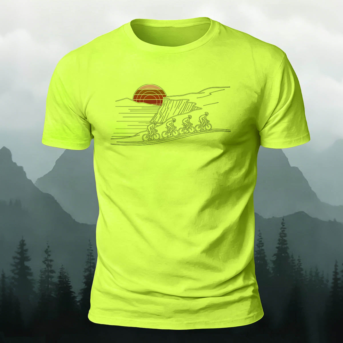 Premium Cotton Mountain Biking Illustration Casual Tee