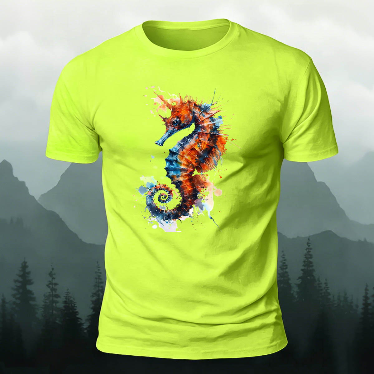 Seahorse Painted Retro Casual 100% Cotton Tee