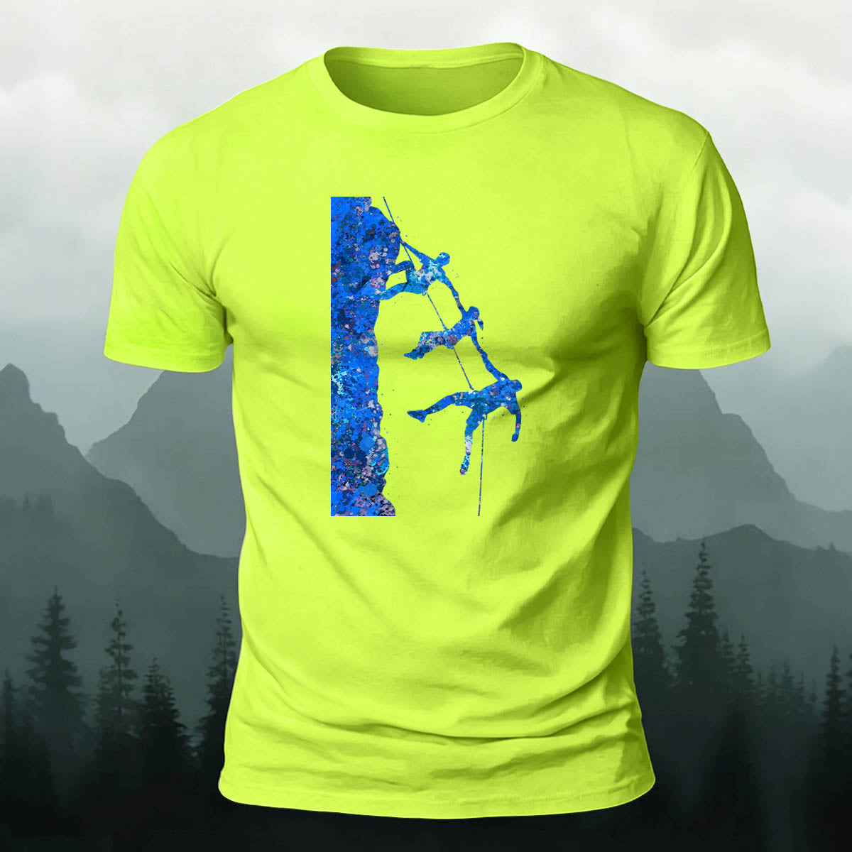 Adventure and Hiking Blue Printed Cotton T-Shirt