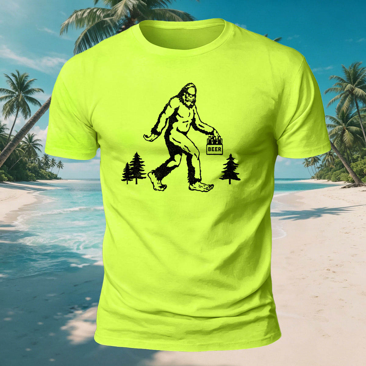 Gorilla Carrying Beer Print Casual Breathable Cotton T-Shirt