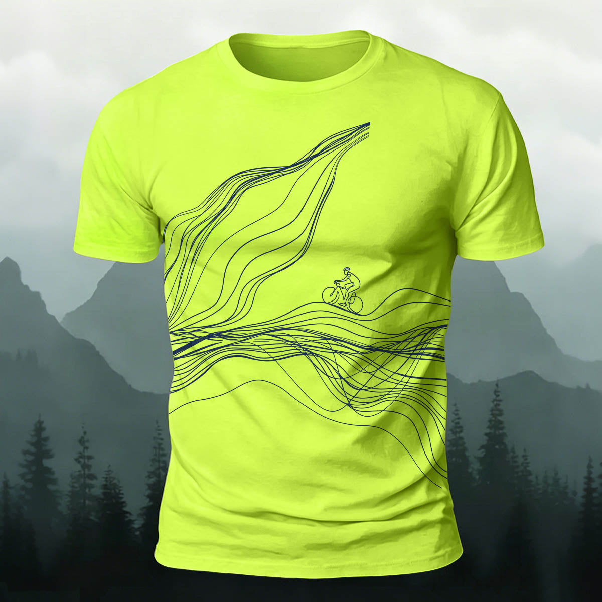 Sublimation  Line Art Cycling Graphic Casual Tee