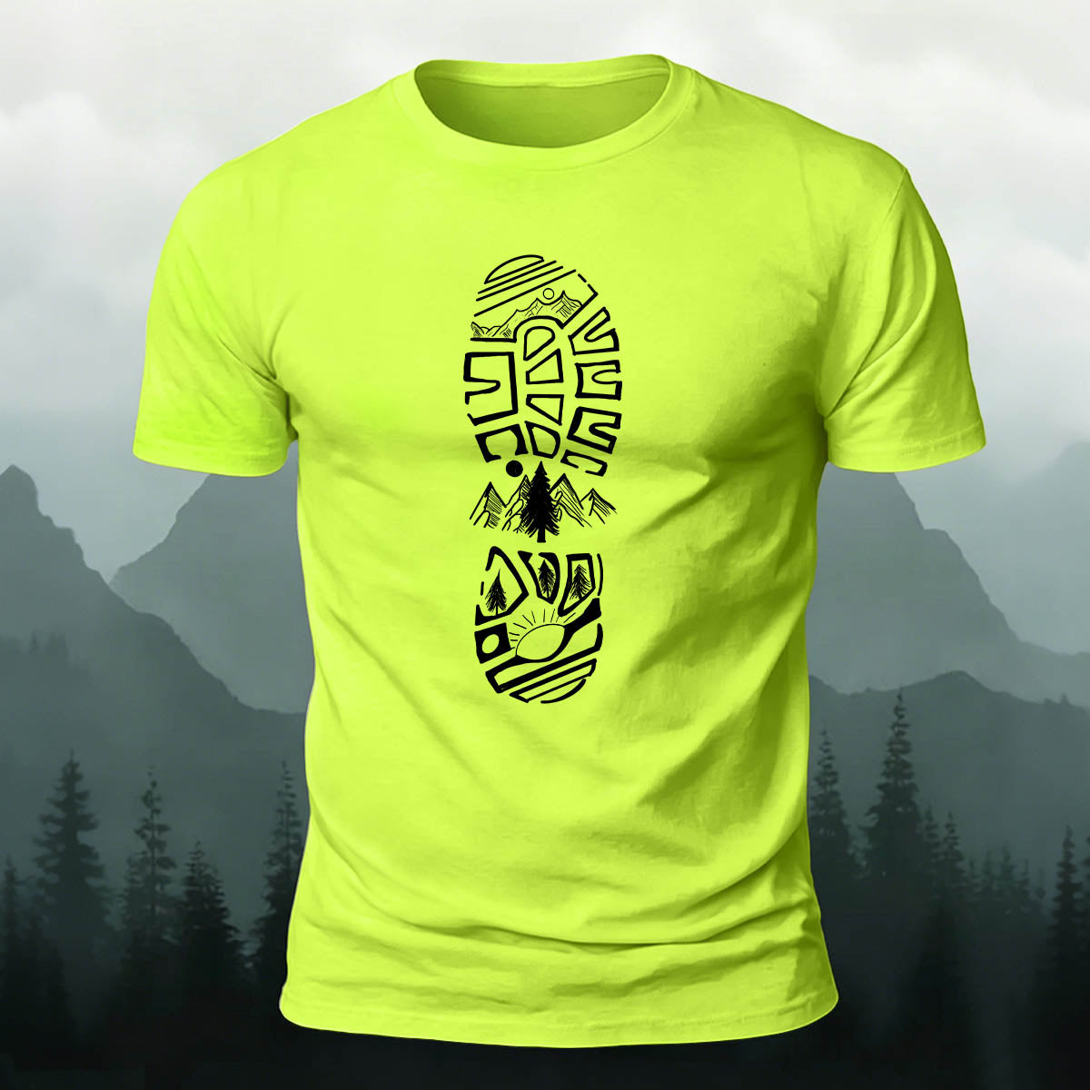 Adventure Snow Footprints Casual Cotton T-Shirt