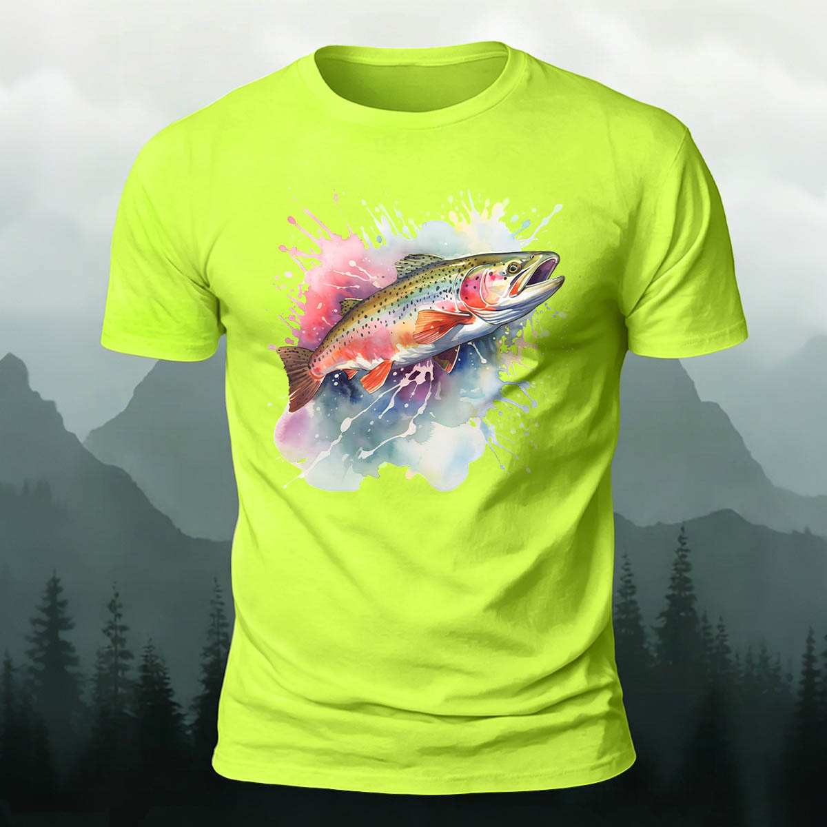 Minimalist Trout Graphic Outdoor 100% Cotton T-Shirt