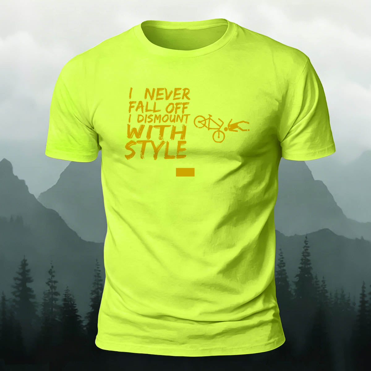 Cotton I Never Fall Off Printed Outdoor Cycling T-Shirt