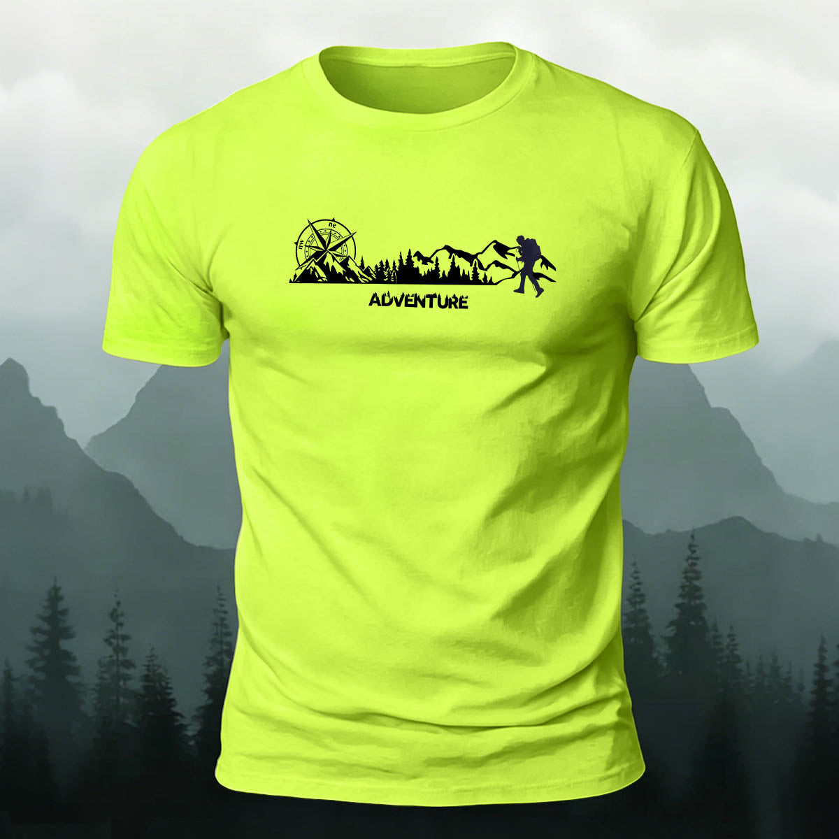 Snow Mountain Climbing Adventure Printed Casual Cotton T-Shirt