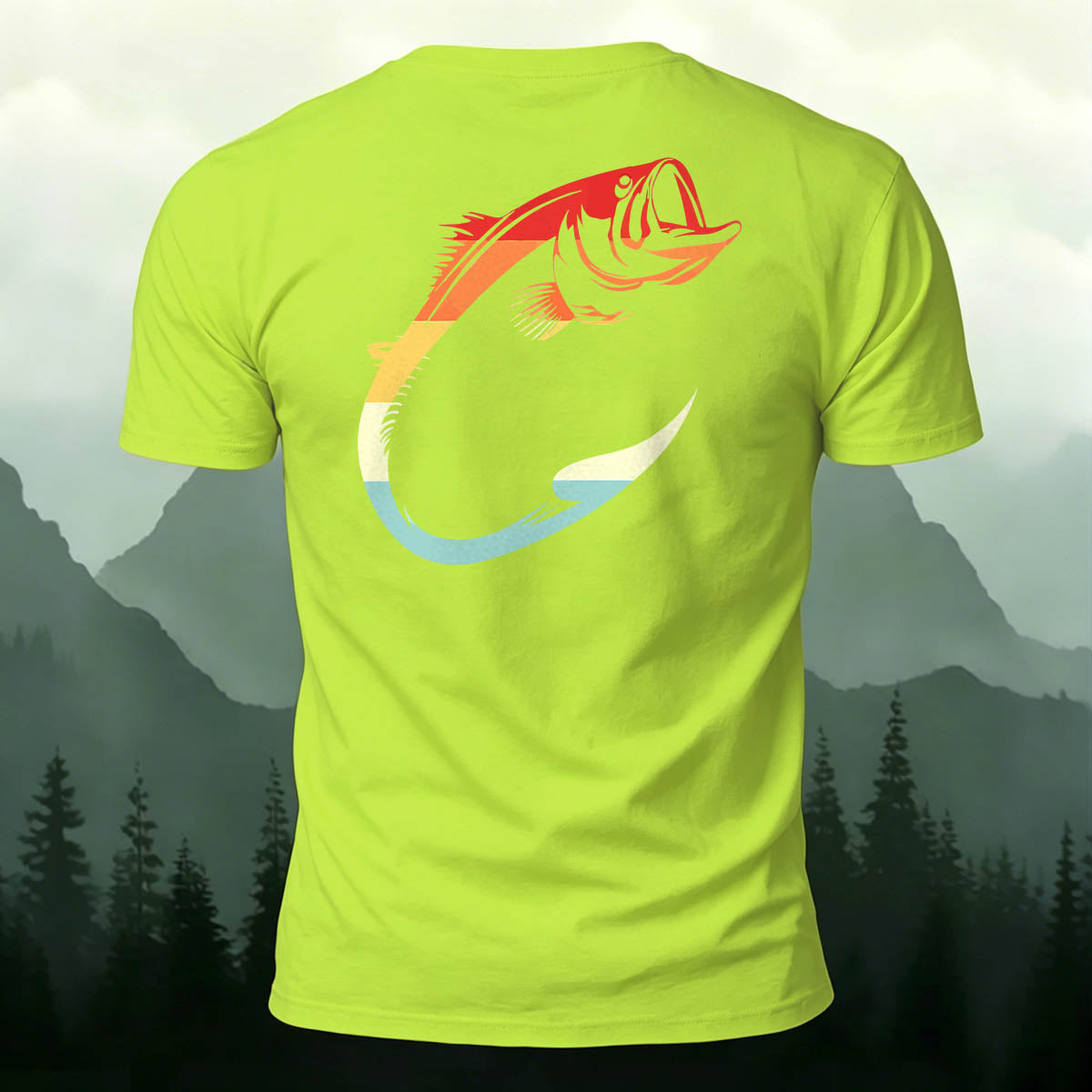 Fish Hook Print Simple Outdoor 100% Cotton T-Shirt