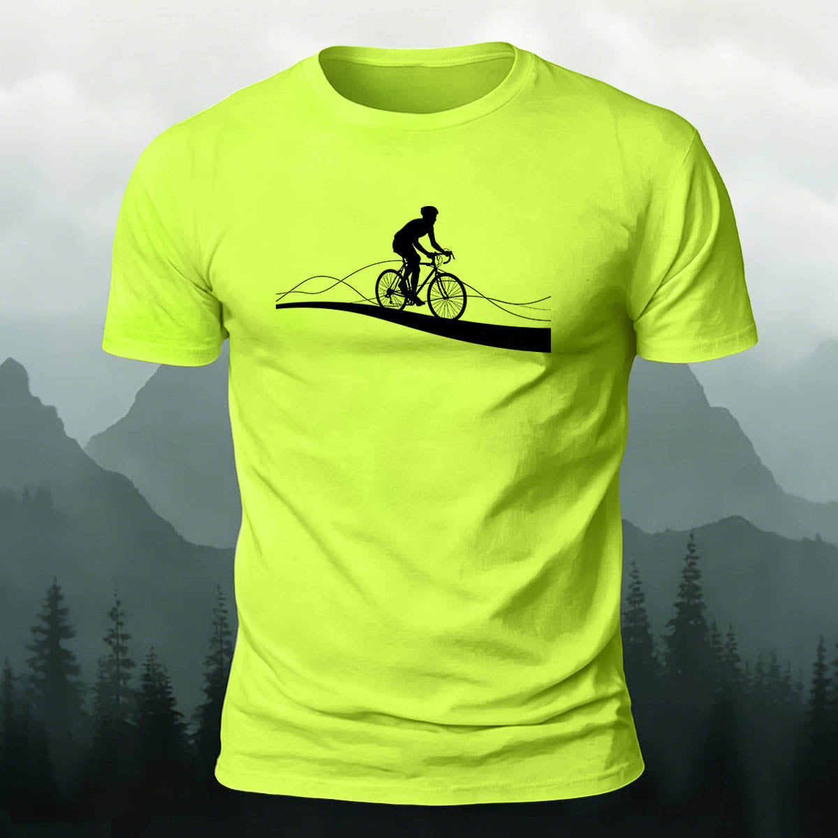 Road Cycling Art Print Comfortable Cotton T-Shirt