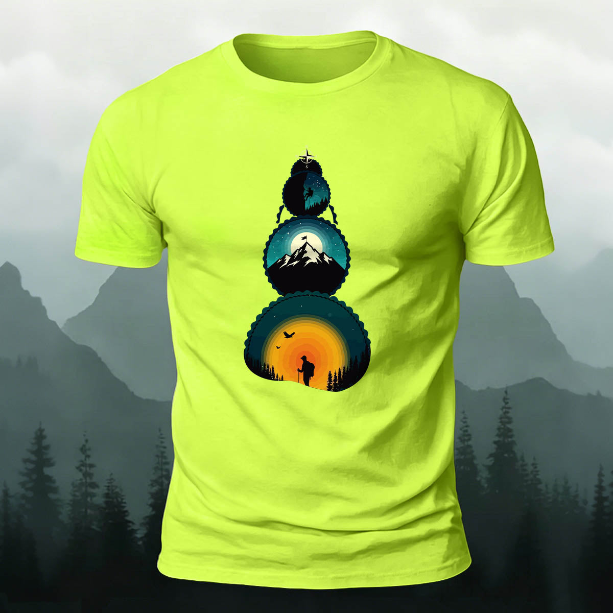 Art of the Snow-Capped Peaks Printed Casual Cotton Tee