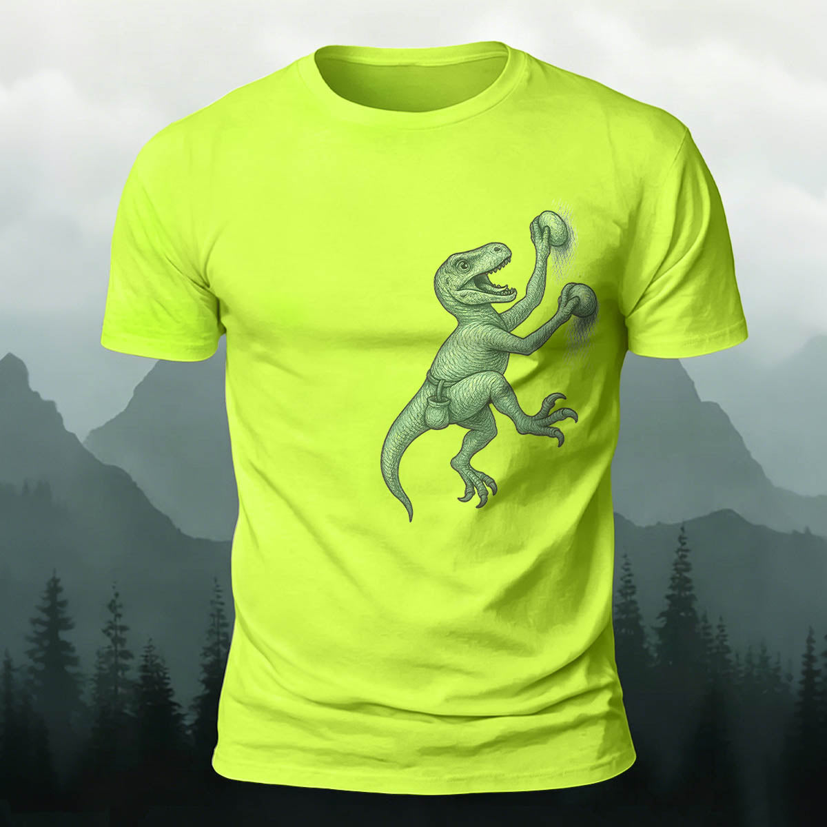 Dinosaur Climbing Fun Print Outdoor Breathable T-Shirt