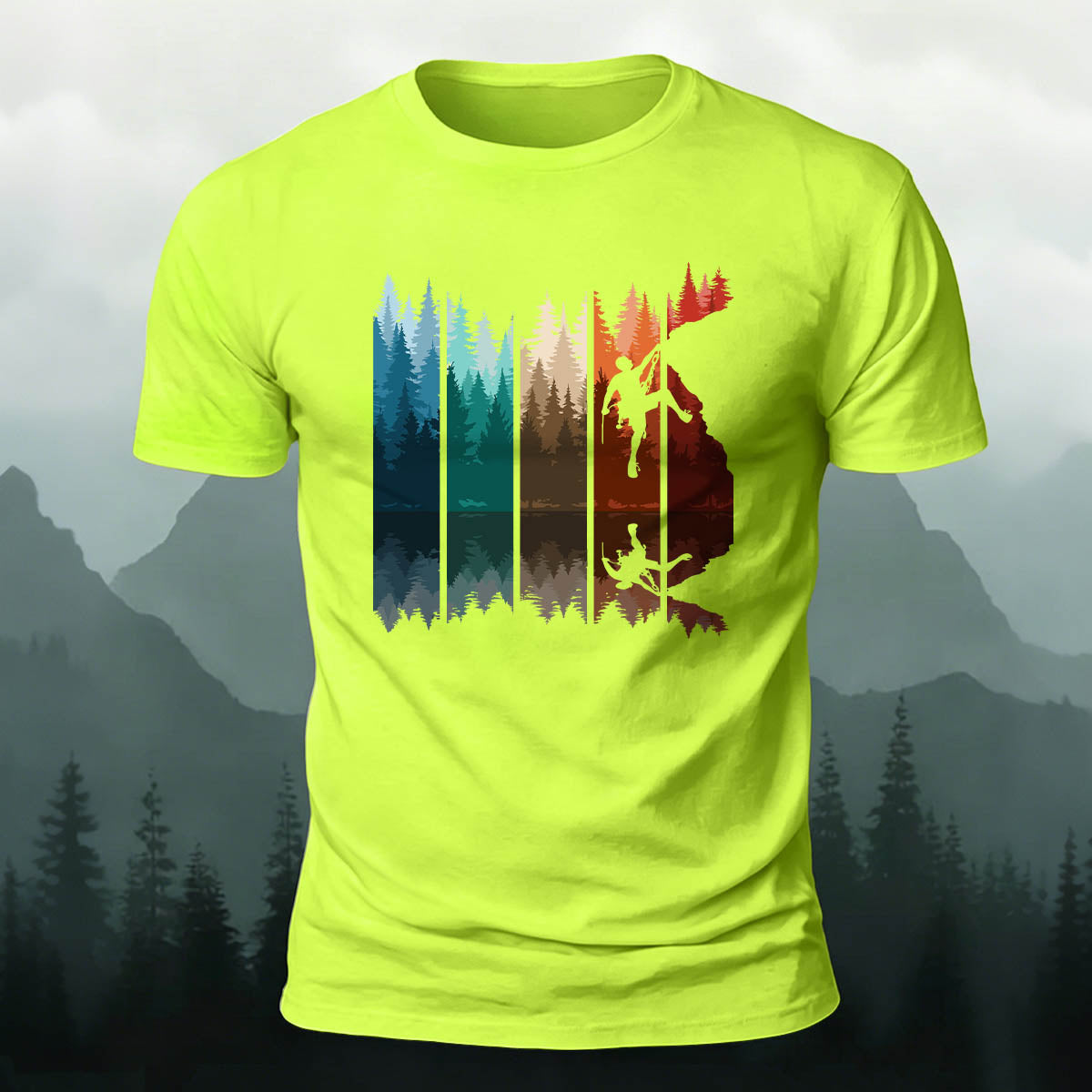 Colorful Adventure Mountain Print Outdoor Cotton T-Shirt