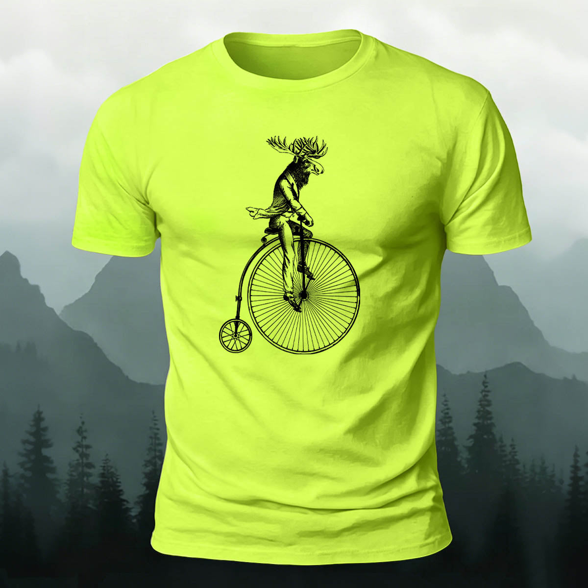 Divine Deer Acrobatic Cycling Print Casual Cotton T-Shirt