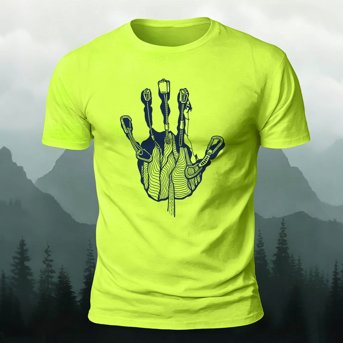 Rock Climbing Handprint Casual 100% Cotton T-Shirt