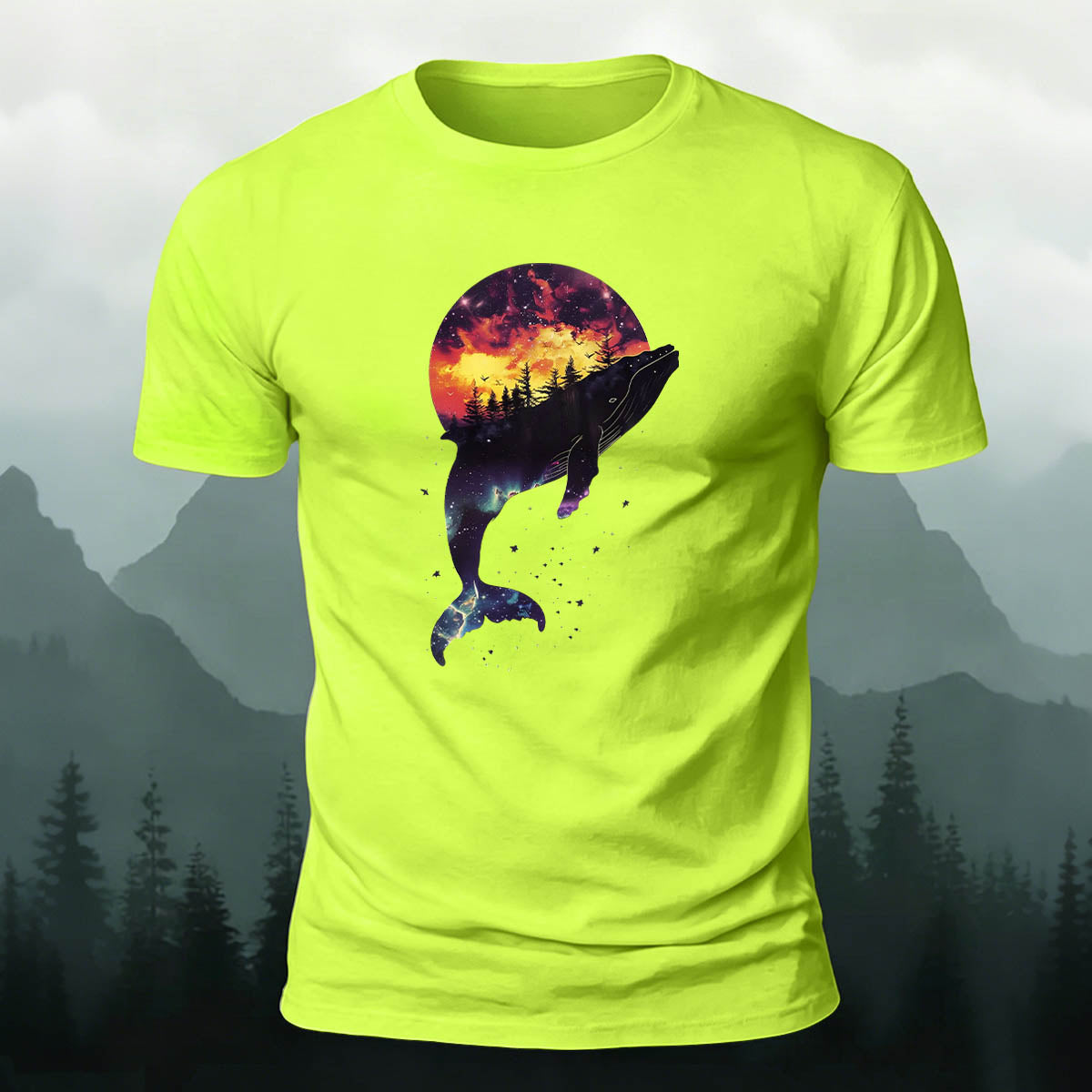Whale Outdoor Scenic Print Casual Breathable T-Shirt