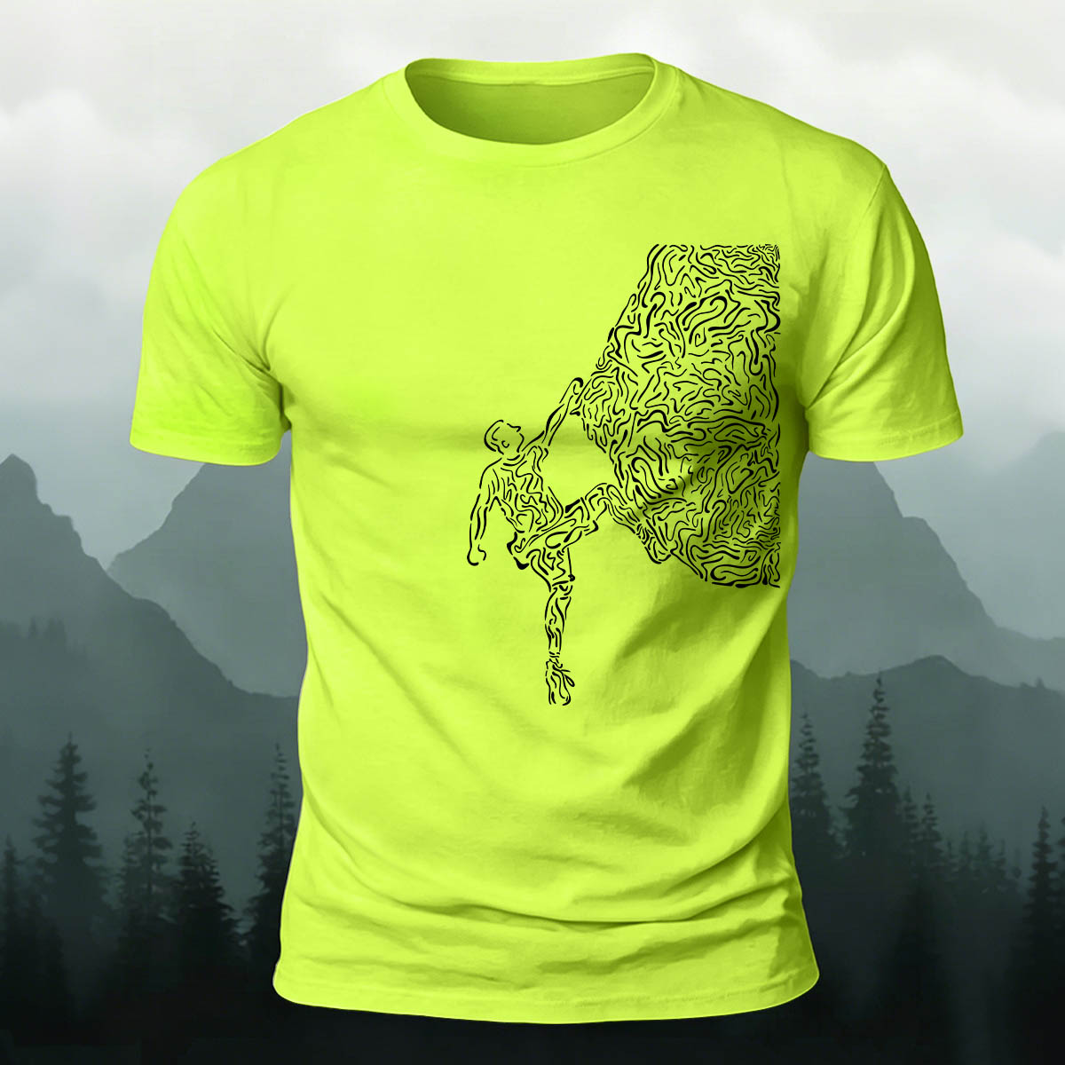 Rock Climbing Artwork Print Casual Cotton T-Shirt