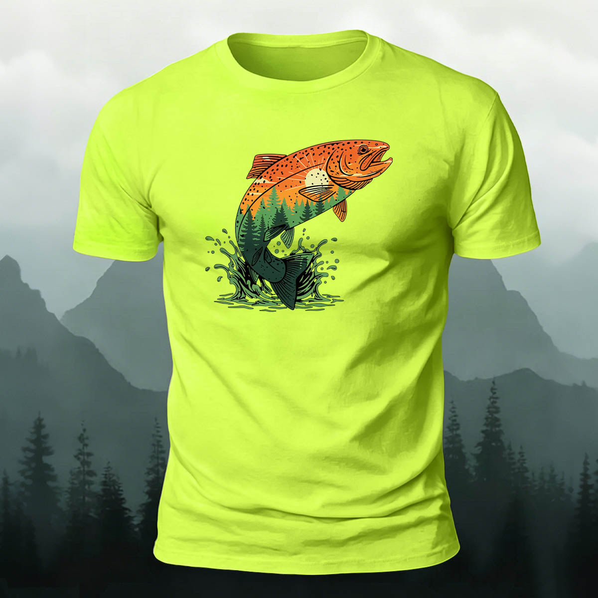 Trout Natural Print Casual Skin-Friendly T-Shirt