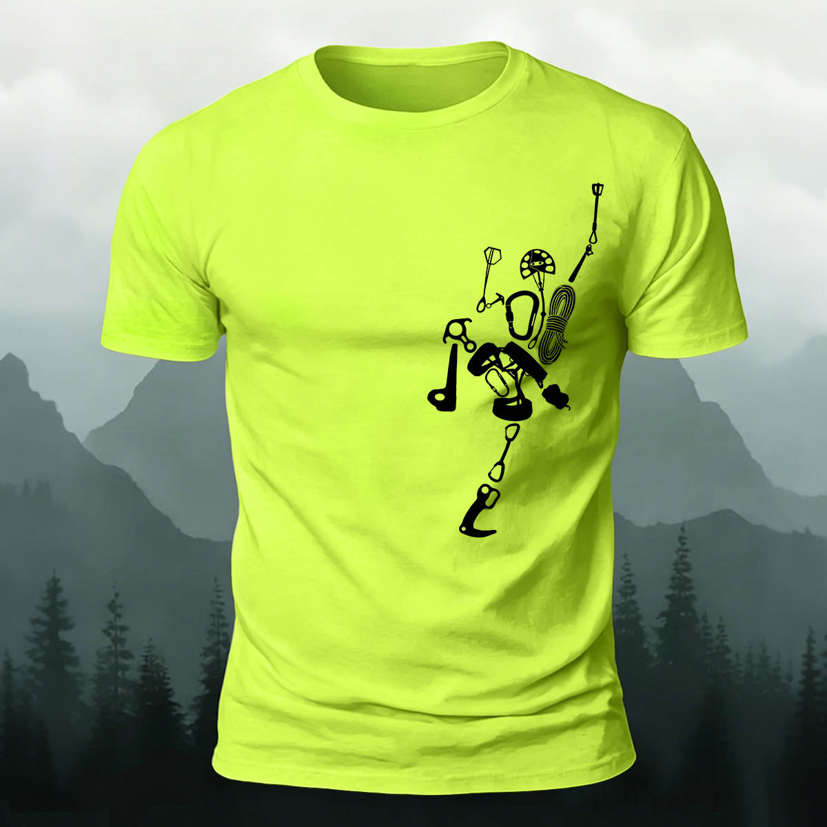 Fun Rock Climbing Print Casual Cotton T-Shirt