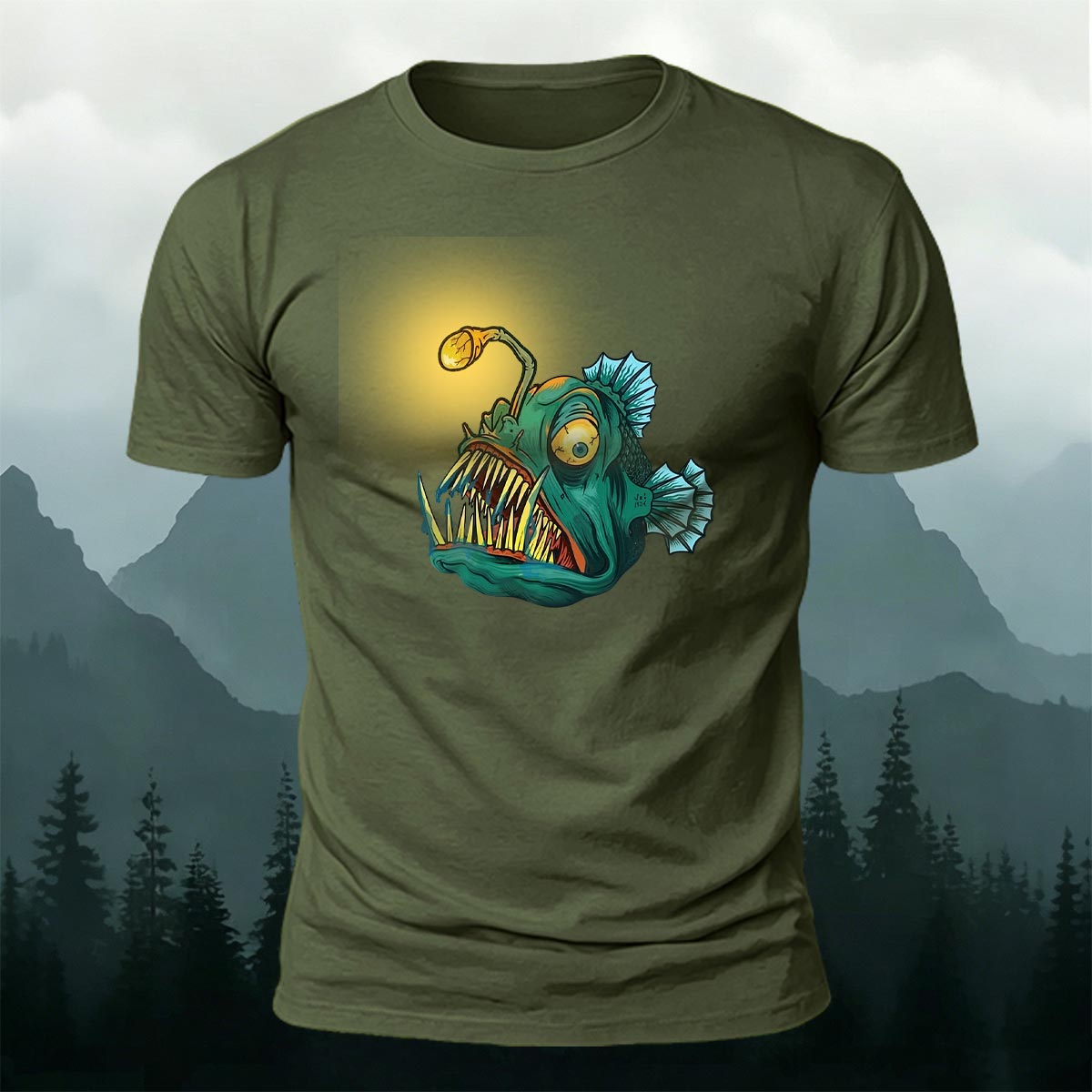 Fun Lantern Fish Graphic Fashion Premium Cotton Tee