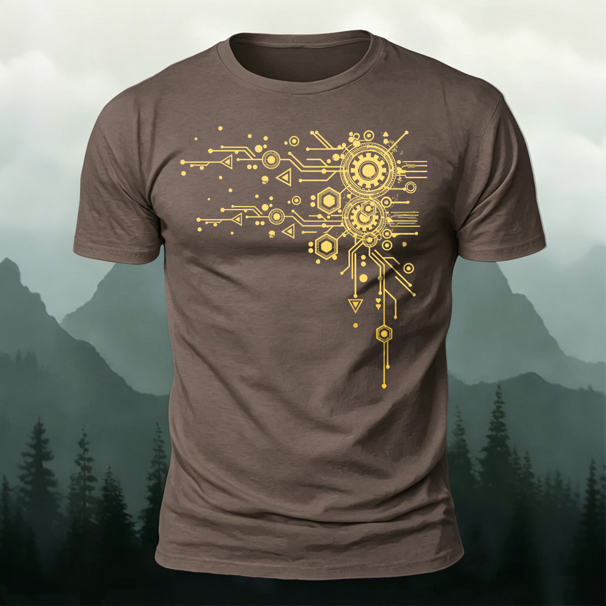 Creative Geometric Mechanical Premium Cotton T-Shirt CO