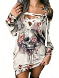 Long Sleeve Tie Off Shoulder Versatile Bodycon Dress