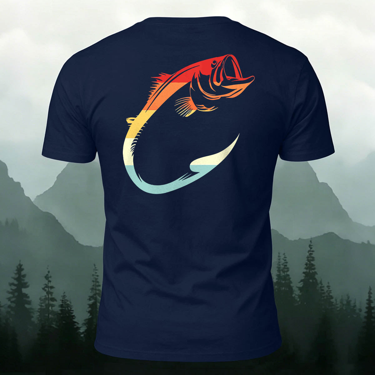 Fish Hook Print Simple Outdoor 100% Cotton T-Shirt