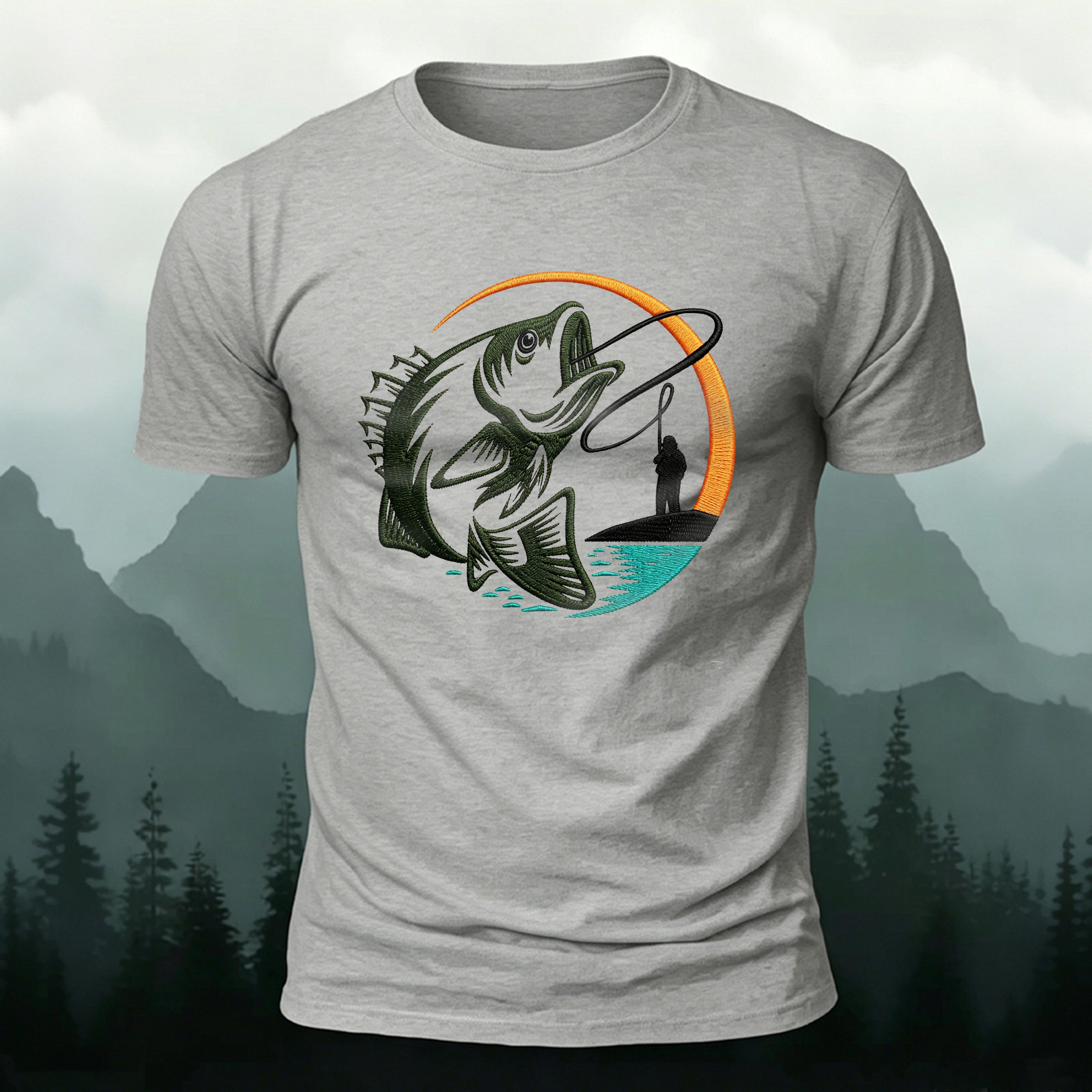 Fishing Pattern UV Transfer Outdoor Comfortable T-Shirt