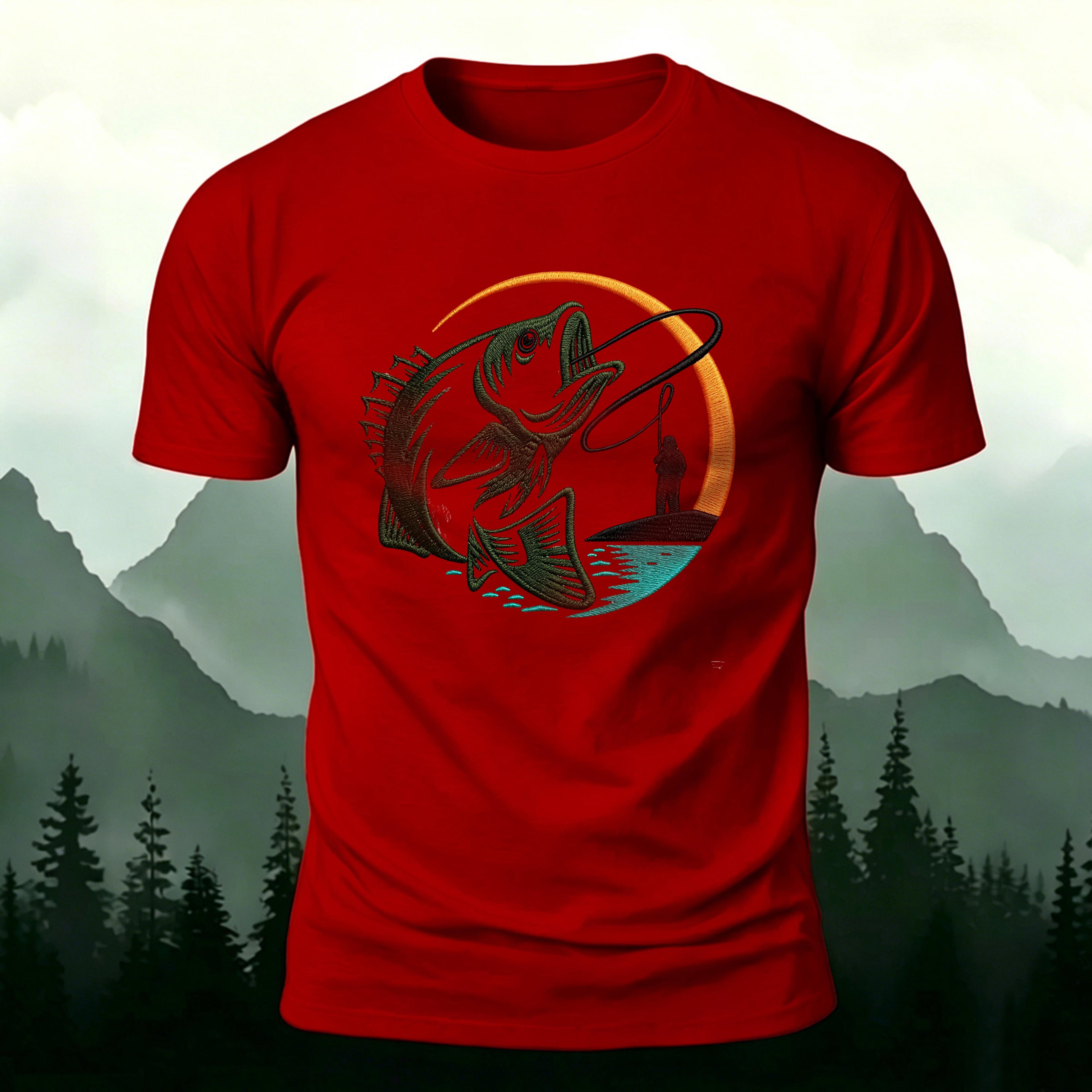 Fishing Pattern UV Transfer Outdoor Comfortable T-Shirt
