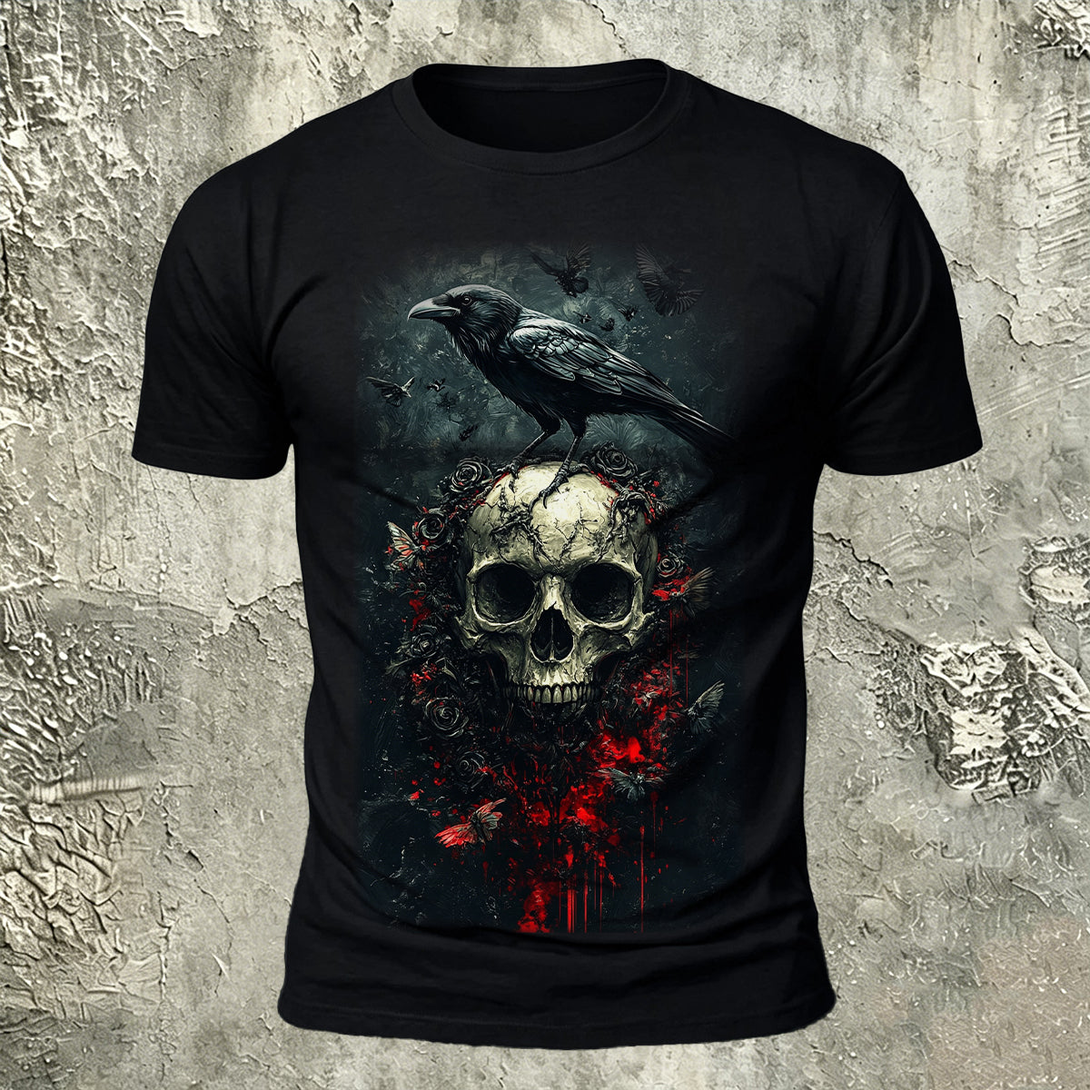 Dark Skull-themed Print Casual T-shirt