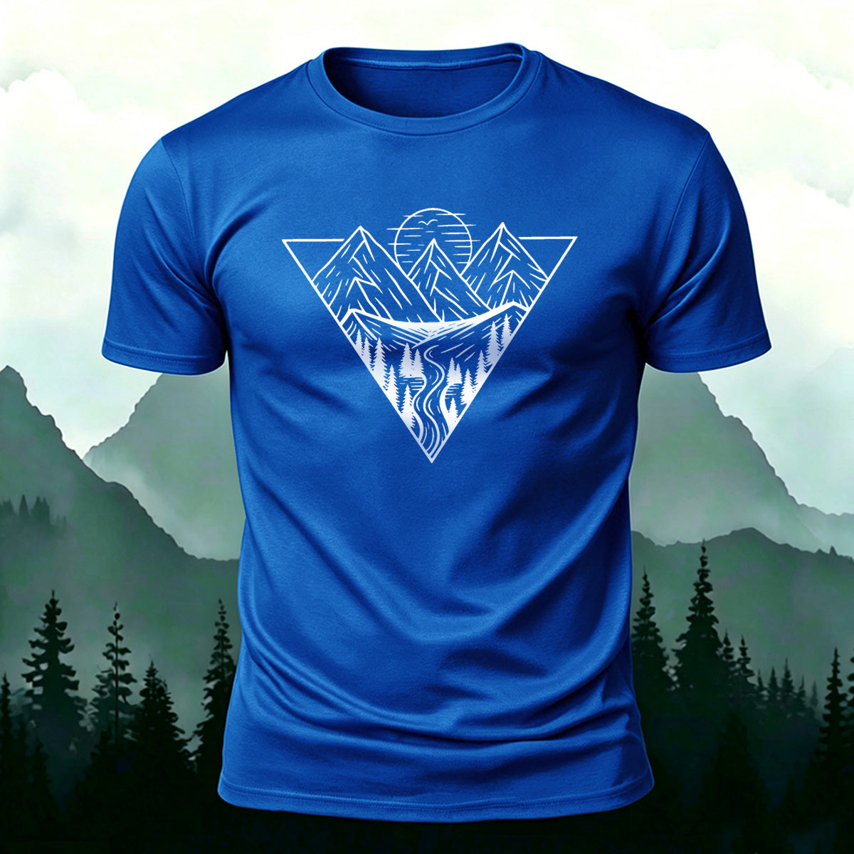 Valley Print Simple Outdoor Breathable Material T-Shirt