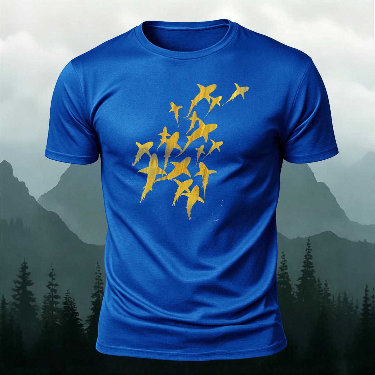Fun Flying Fish Pattern Fashion Skin-friendly T-shirt