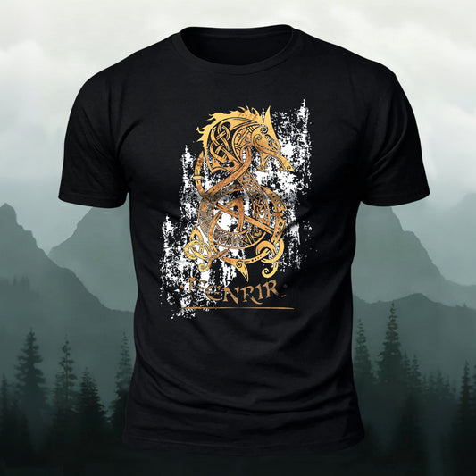 Combed Cotton Fenrir Norse Wolf Casual T-Shirt
