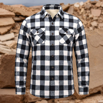 Classic Black and White Buffalo Plaid Shacket for Men
