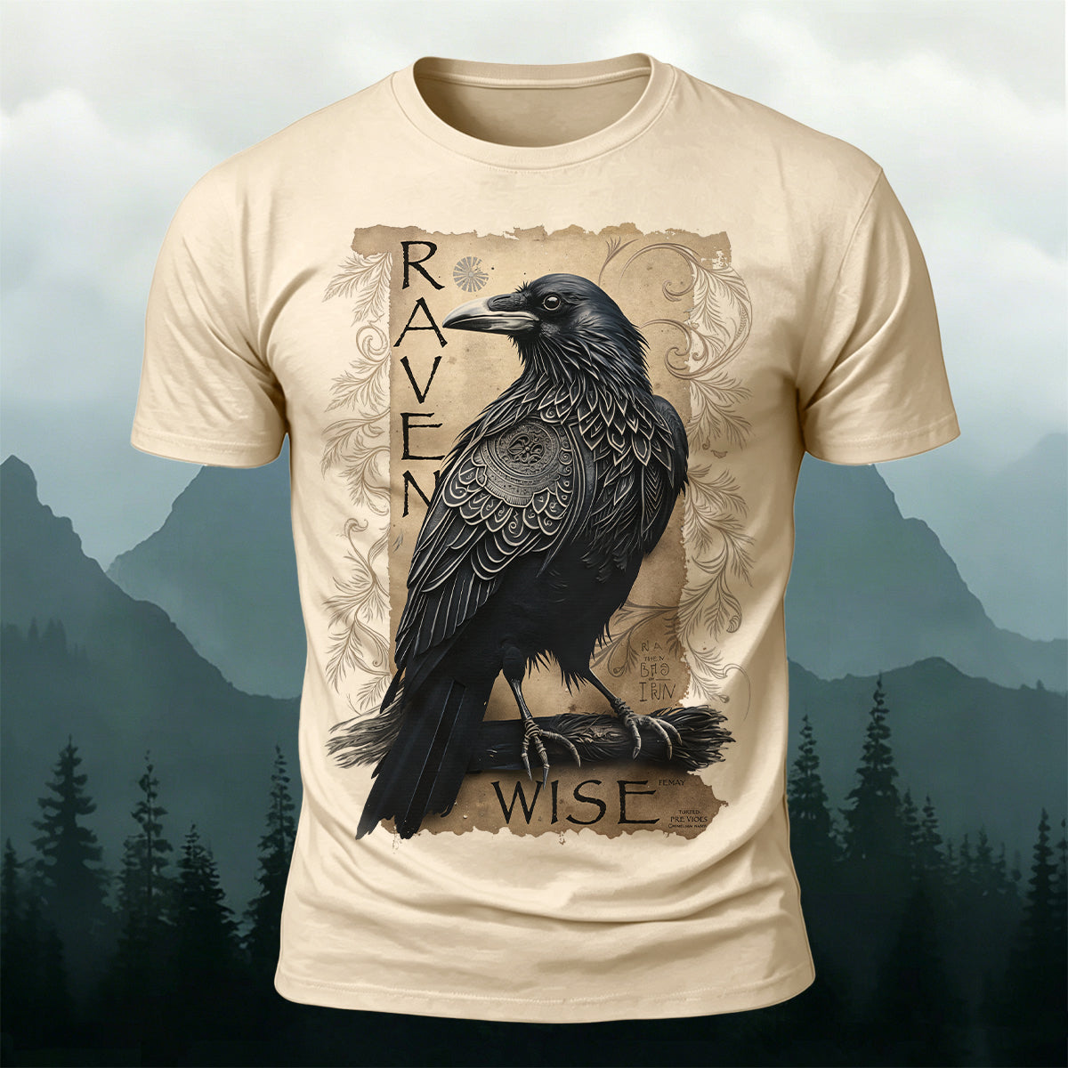 Retro Bird Print Casual Premium Cotton T-Shirt