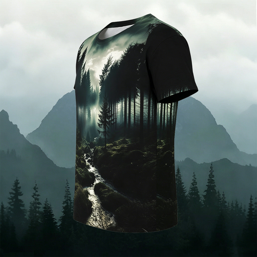 Natural Forest Art Print Casual Cotton T-Shirt