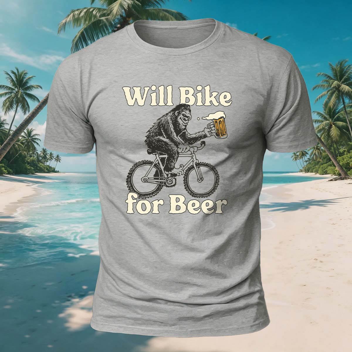 Fun Gorilla Beer Print Casual Skin-Friendly T-Shirt