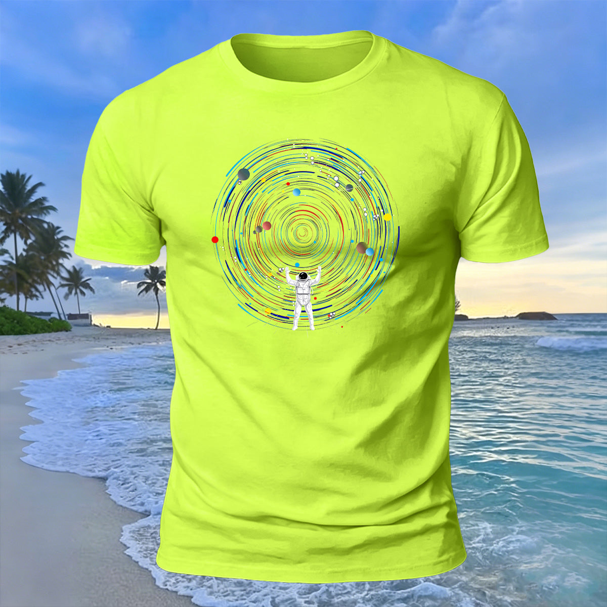 Space Astronaut Print Casual Premium Cotton T-Shirt