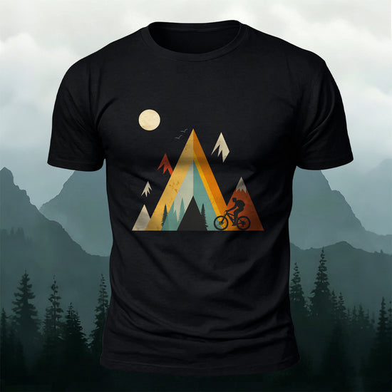 Outdoor Cycling Illustration Design Cotton Casual T-Shirt Black