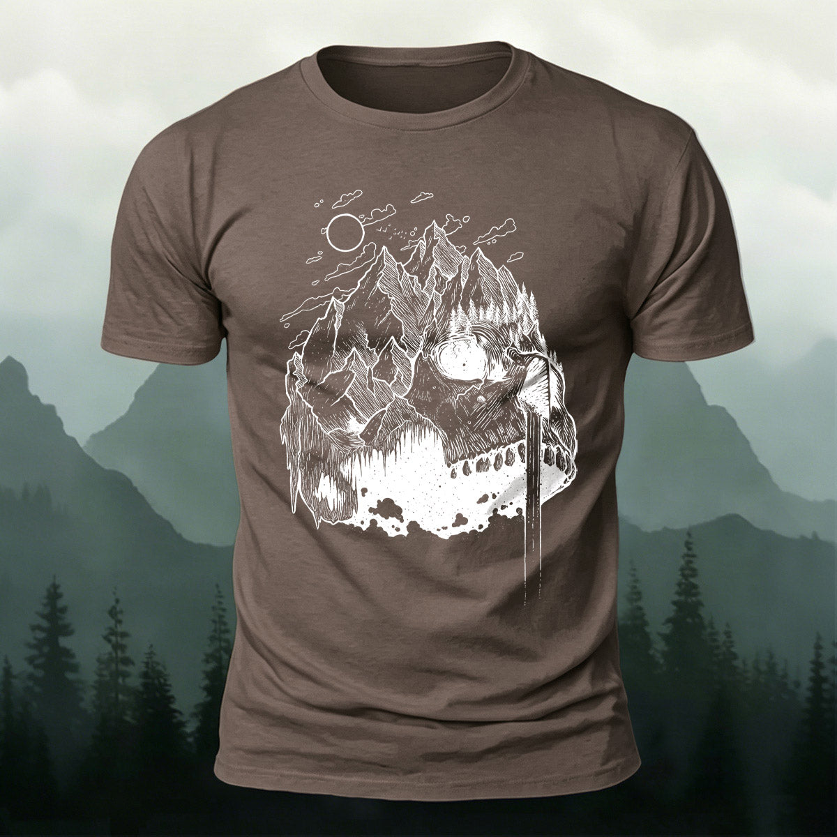 Creative Mountain-Shaped Skull Skin-Friendly T-Shirt CO