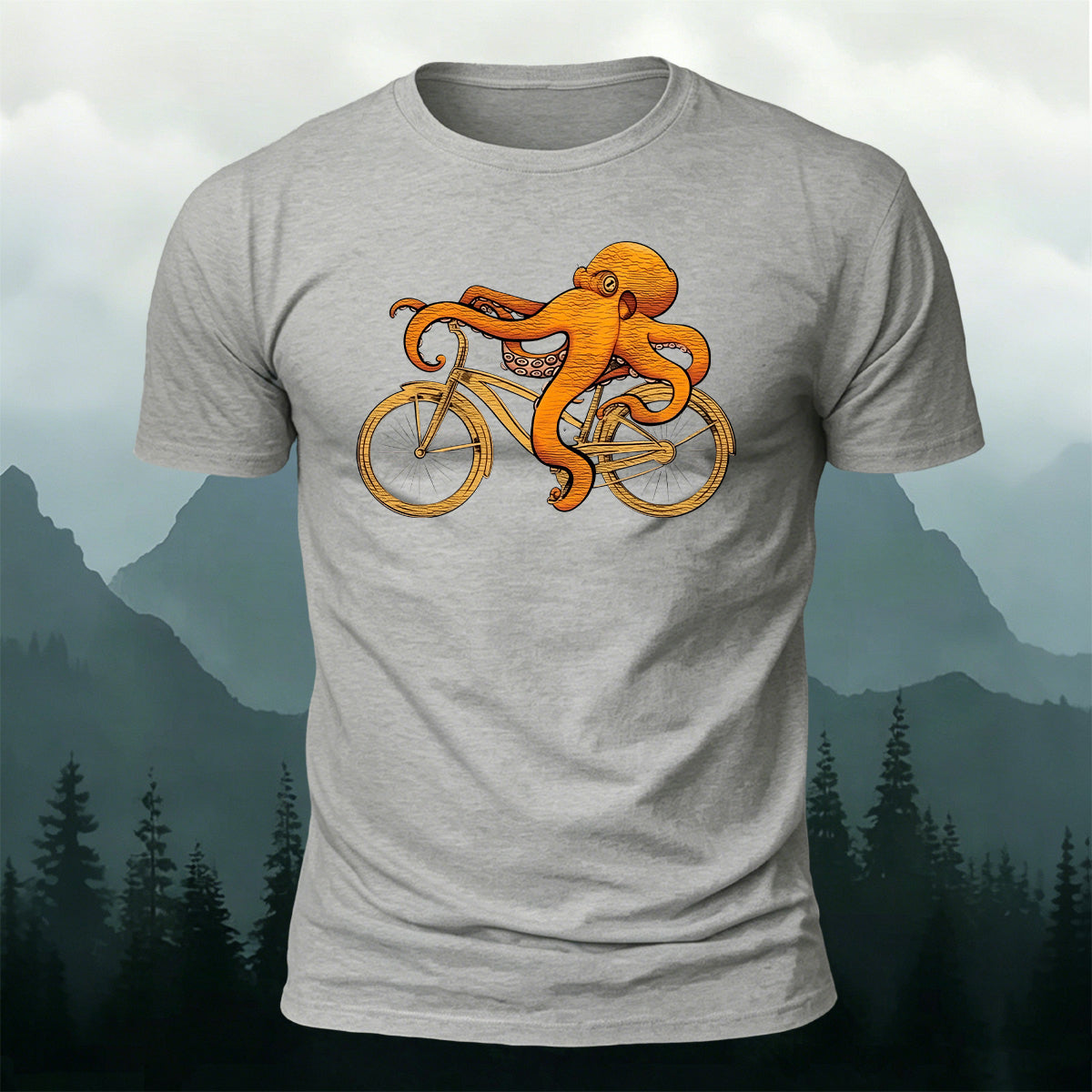 Fun Octopus Natural Casual 100% Cotton T-Shirt