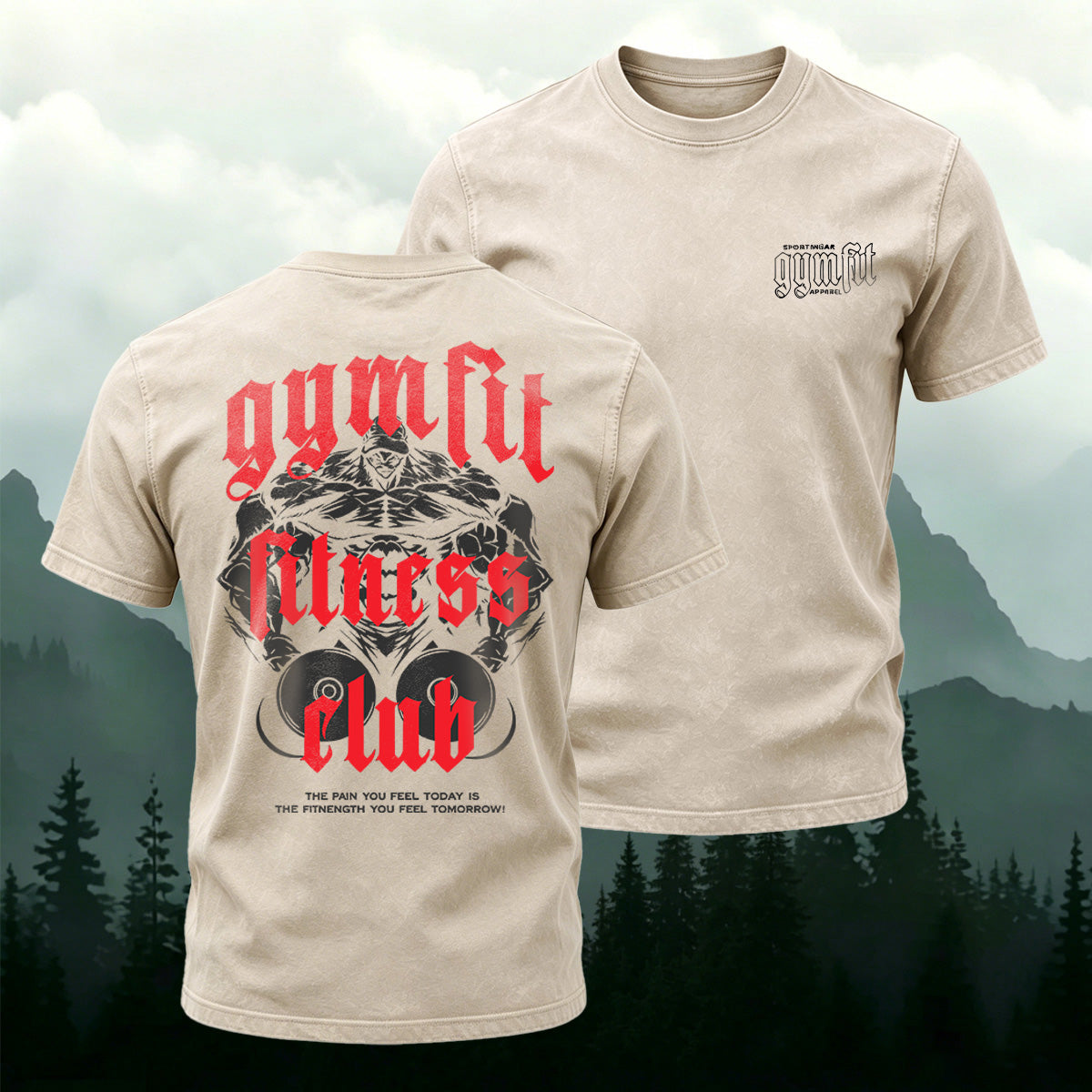 Fitness Club Retro Casual Washed Cotton T-Shirt