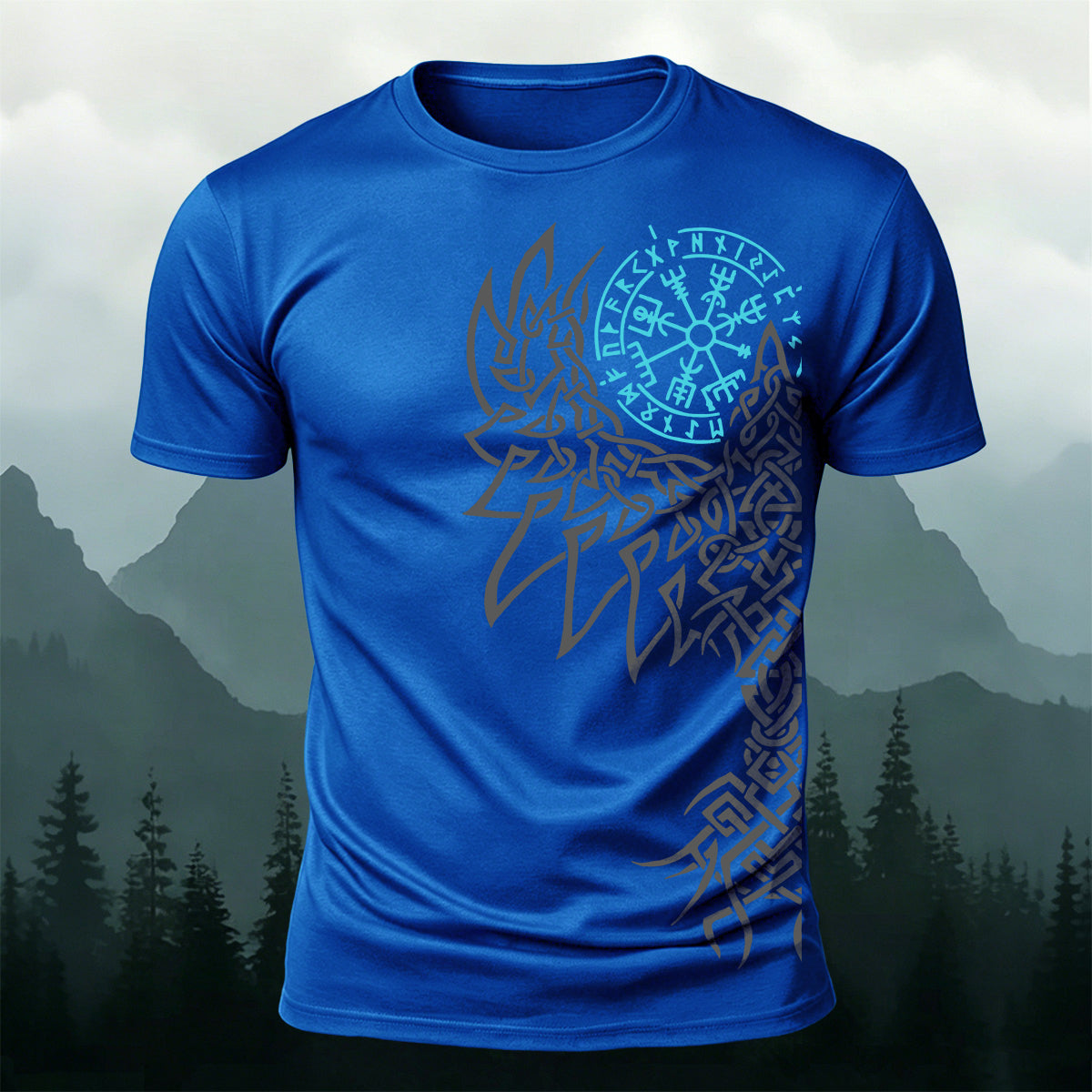 Giant Wolf Mythological Totem Print  Casual Cotton T-Shirt