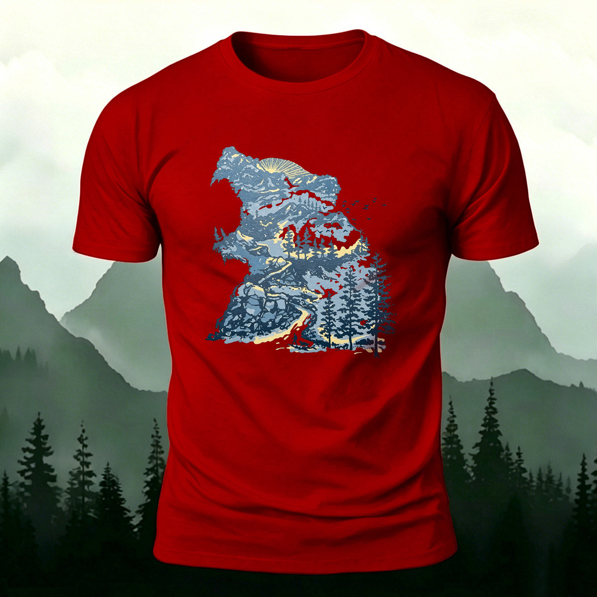 Art Forest Print Casual Soft-Touch Cotton T-Shirt