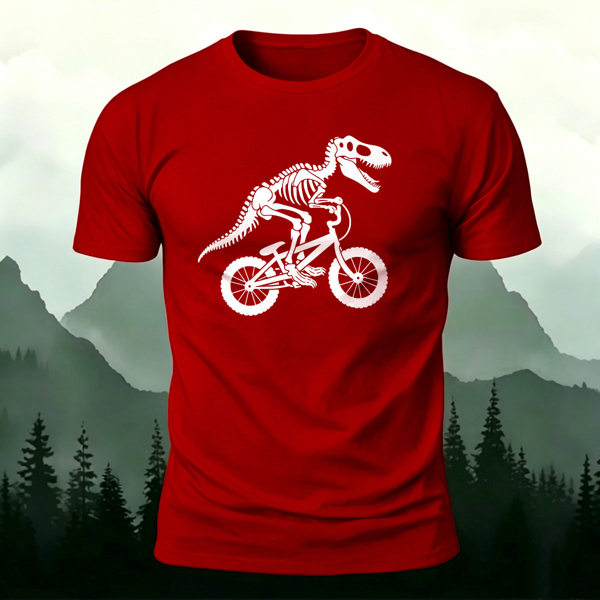Dinosaur Fossil Cycling Art Print 100% Cotton T-Shirt