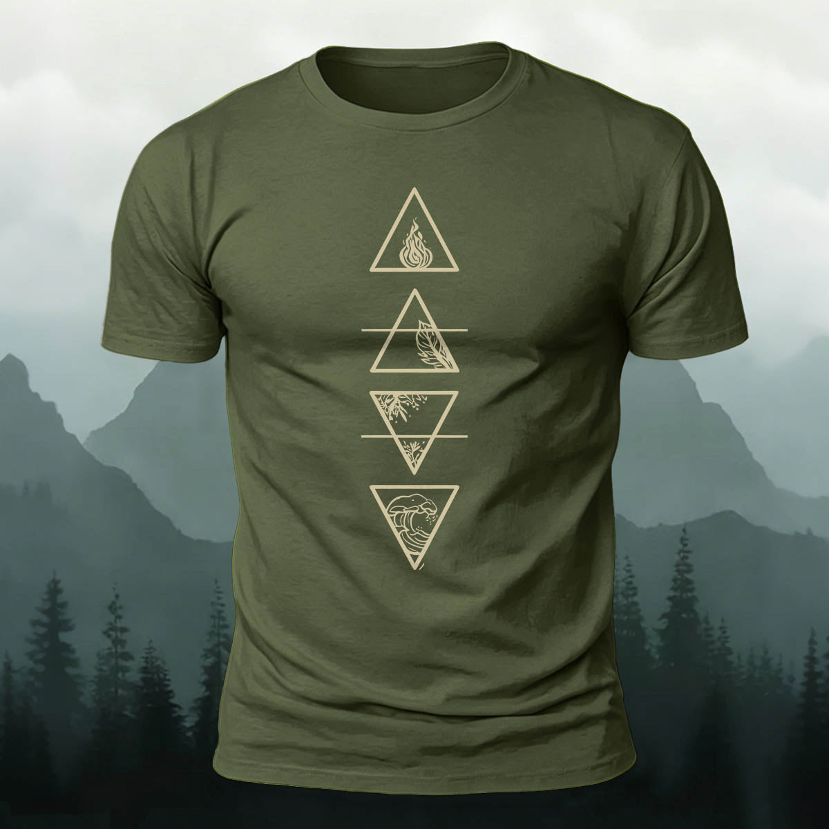 Triangle Print Classic Casual 100% Cotton T-Shirt