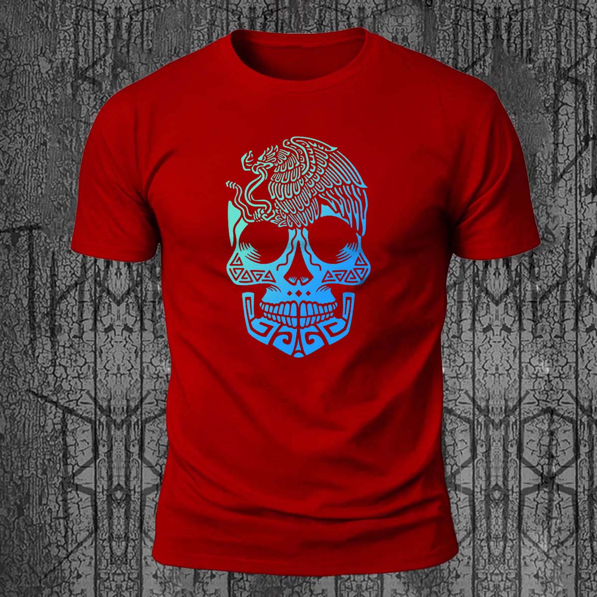 Skull Totem Print Street Fashion 100% Cotton T-Shirt