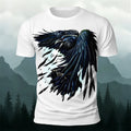 Retro Black Crow Feather Print Casual T-Shirt