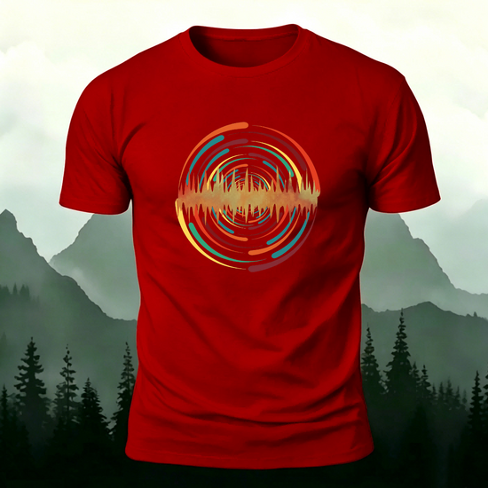Colorful Pattern Artistic Casual Premium Cotton T-Shirt Red